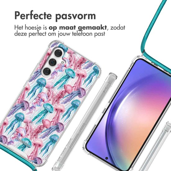 Coque iMoshion adaptée pour Samsung Galaxy A54 (5G) avec cordon - Coque Design iMoshion avec cordon - Multicolore / Aquarelle méduse