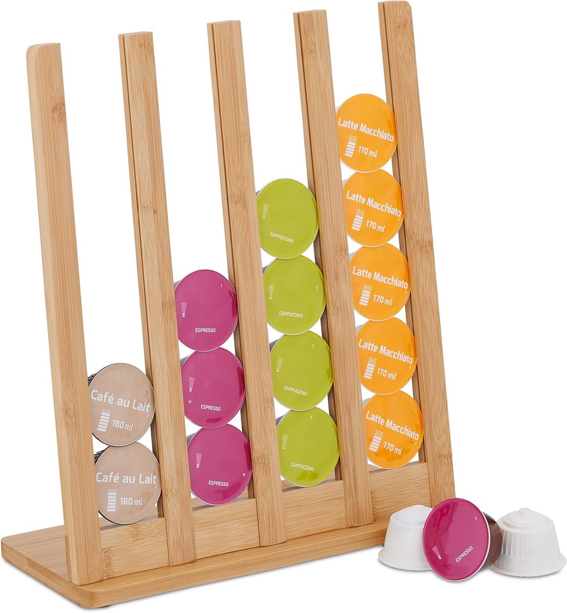 Famanu – Capsulehouder - voor 24 cups - koffiecuphouder bamboe - HBD: 36 x 30 x 12 cm - natuur