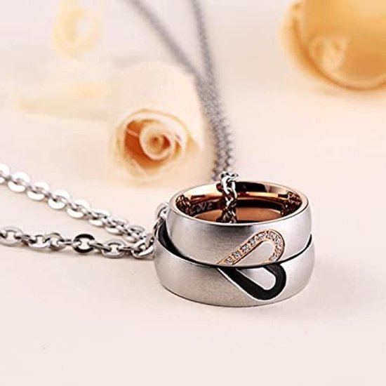Romantische Liefdesketting Set voor Koppels - Hartringen & Halssnoeren
