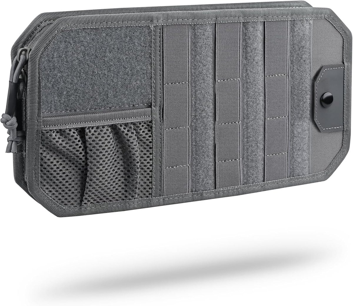 Famanu – Zonneklep Organizer - Autoaccessoires met Opbergzakje met Ritssluiting en Brillenklem - Halfstijf Molle-paneel met Patch (Geschikt voor de meeste Auto's - SUV's en Vrachtwagens)