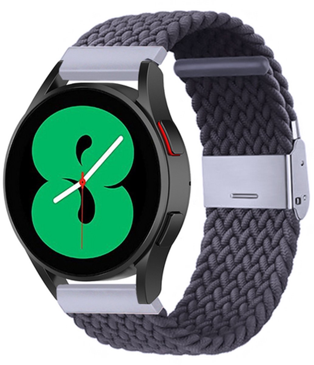 By Qubix - geschikt voor Huawei Watch 5 - 42mm - Braided nylon bandje - Donkergrijs