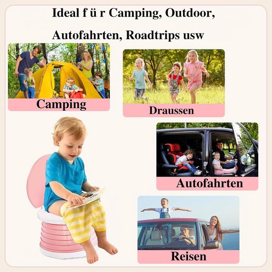 Potje voor onderweg, opvouwbare toiletbril voor kinderen, Vegena potjes voor kinderen, kindertoilet met zakken, toilet voor auto, camping, reizen Potje voor onderweg, opvouwbare toiletbril voor kinderen, Vegena potjes voor kinderen, kindertoilet met zakken, toilet voor auto, camping, reizen