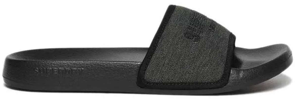 Superdry Luxe badslippers met glittersteentjes Dames Slippers Zwart