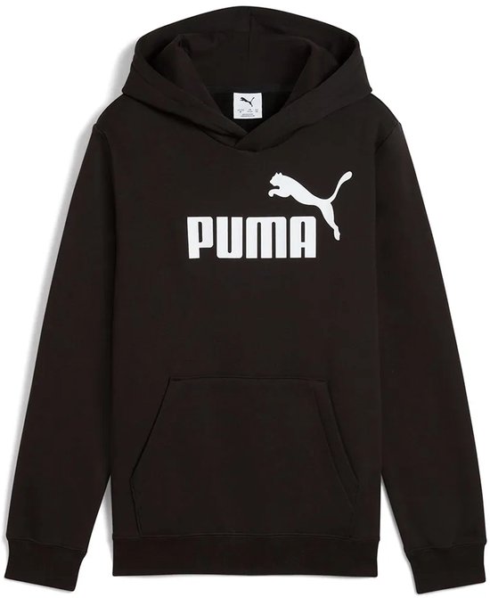 Zwarte hoodie met PUMA-logo in het wit op de voorkant.