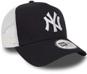 Casquette bleu marine avec logo 'NY' blanc, côtés et visière en mesh blanc.