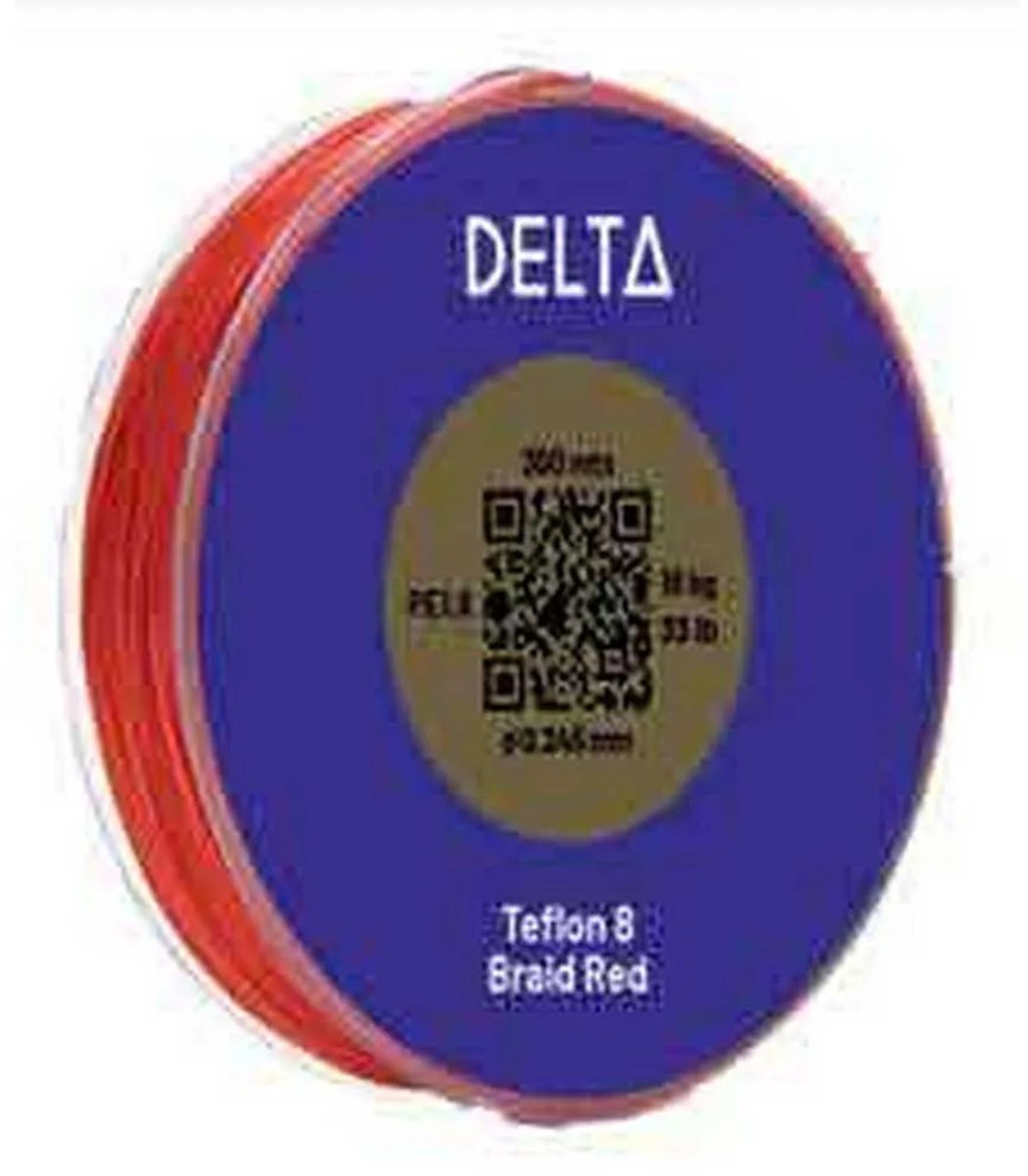 Delta Teflon 8 Braid 300 M Gevlochten Vislijn Rood 0.145 mm