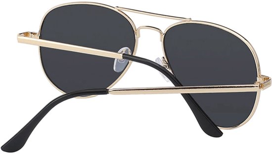 KIMU Zonnebril Avator Heren - Goud Montuur - Zwarte Glazen - Gouden Pilotenbril Seventies Vintage Retro Piloot Model Carnaval van Merkloos — afbeelding 3