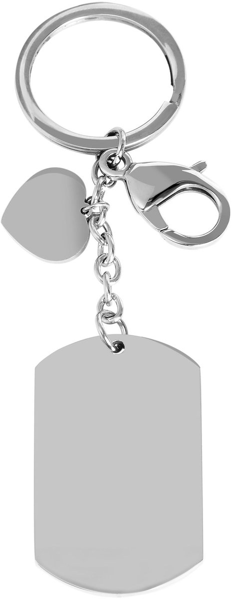 AKZENT Akzent Unisex Sleutelhanger Hartvormige sleutelhanger van roestvrij staal met graveerplaatje