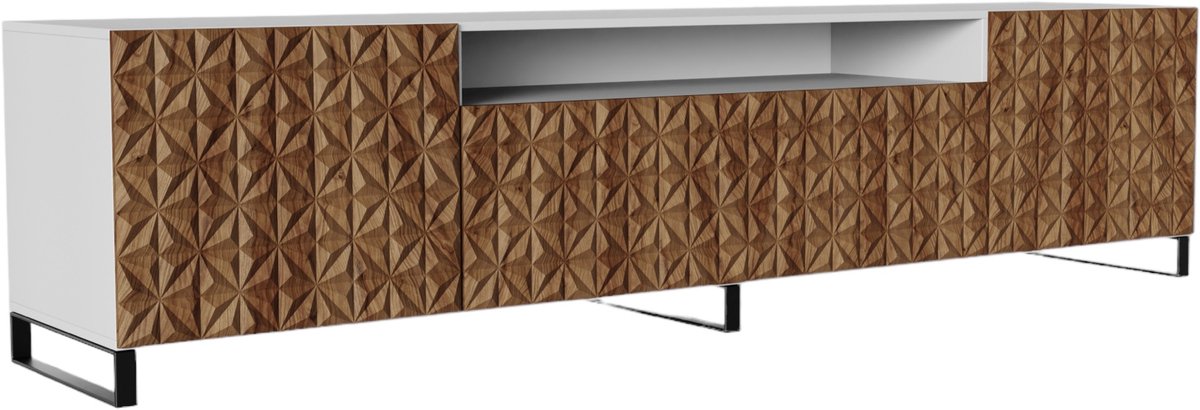 Margaret Hadas24 TV-kast Cali III, woonwand, lowboard, tv-standaard, woonwand, woonkamer, tv-board, woonkamermeubels, televisie, highboard, TV-kast, tv-lowboard, 200 cm, 3 deuren, wit, bruin