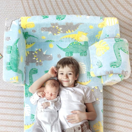 MeMoreCool Modulaire slaapbank voor kinderen, peuterbed, lichtgevende sterren, opvouwbare babyligstoel, mini slaapbank voor speelkamer, grijze ster