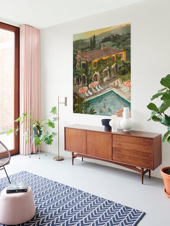 IXXI Secret Villa, Ekaterina Zagorska - 80 x 100 cm - Gratis ophangtool - Grote wanddecoratie en posters - Speels, Illustraties, Kleurrijk