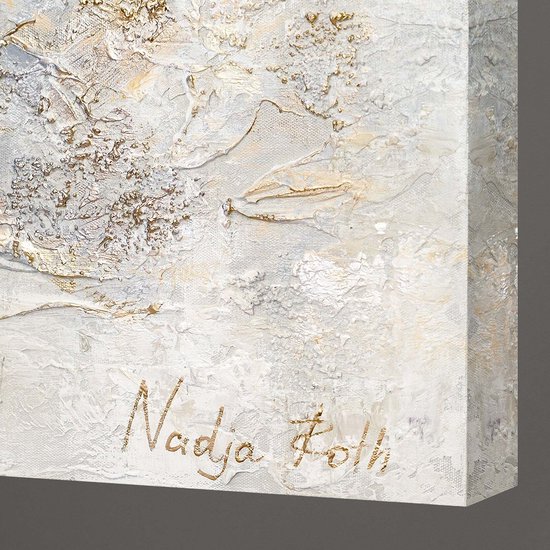YS Peinture "Histoire" - Tableau sur toile peint à la main 100x50 cm - Décoration murale Abstraite - Beige et or - Moderne - Décoration murale salon - Décoration chambre - Accessoires de chambre - Tableaux abstraits sur toile - tableau salon