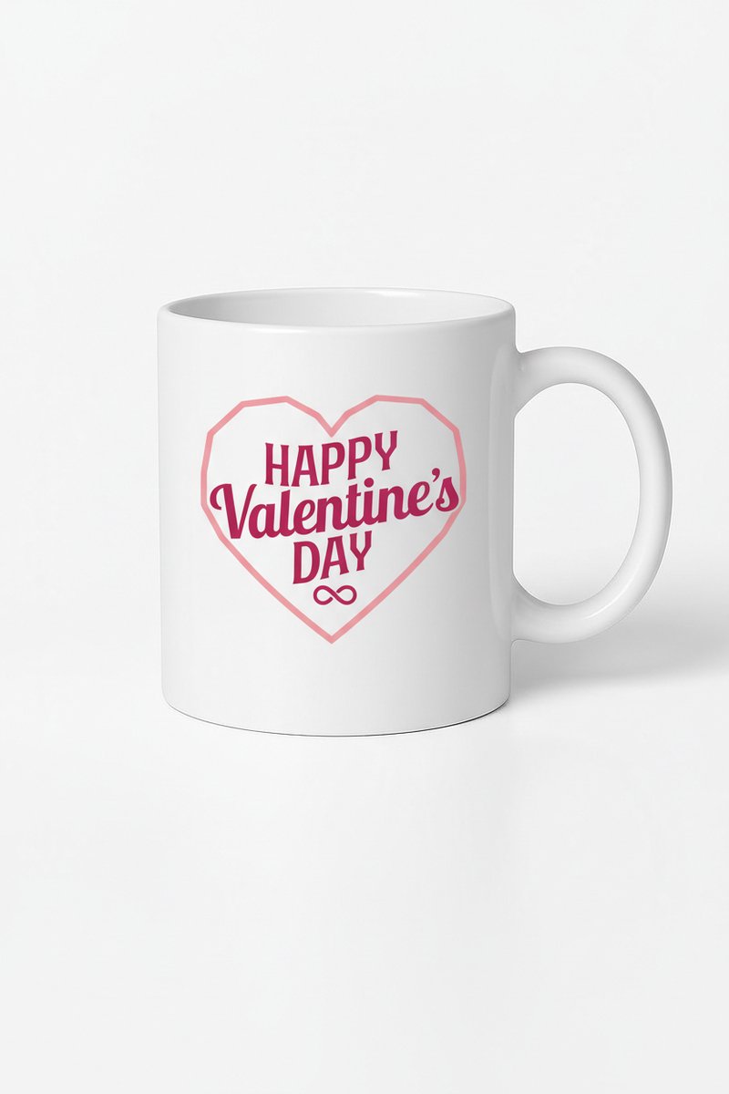 Valentijnsdag Mok Happy Valentine's Day met Roze Geometrisch Hart