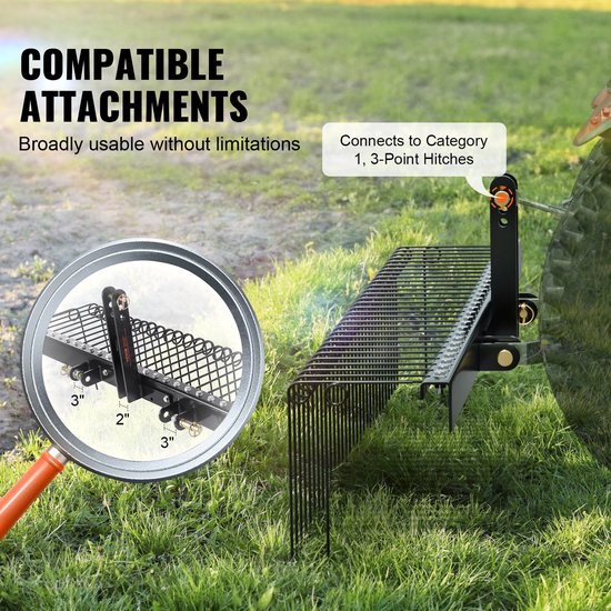 VEVOR Aankoppelbare Landschapshark 60inch Gazonverticuteerhark met 21 Tanden van VEVOR — afbeelding 5