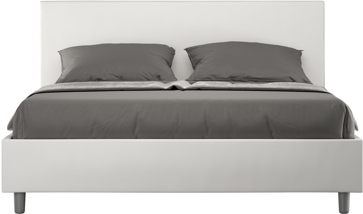 Adele wit kunstleer bed met gestoffeerd onderstel 160x190