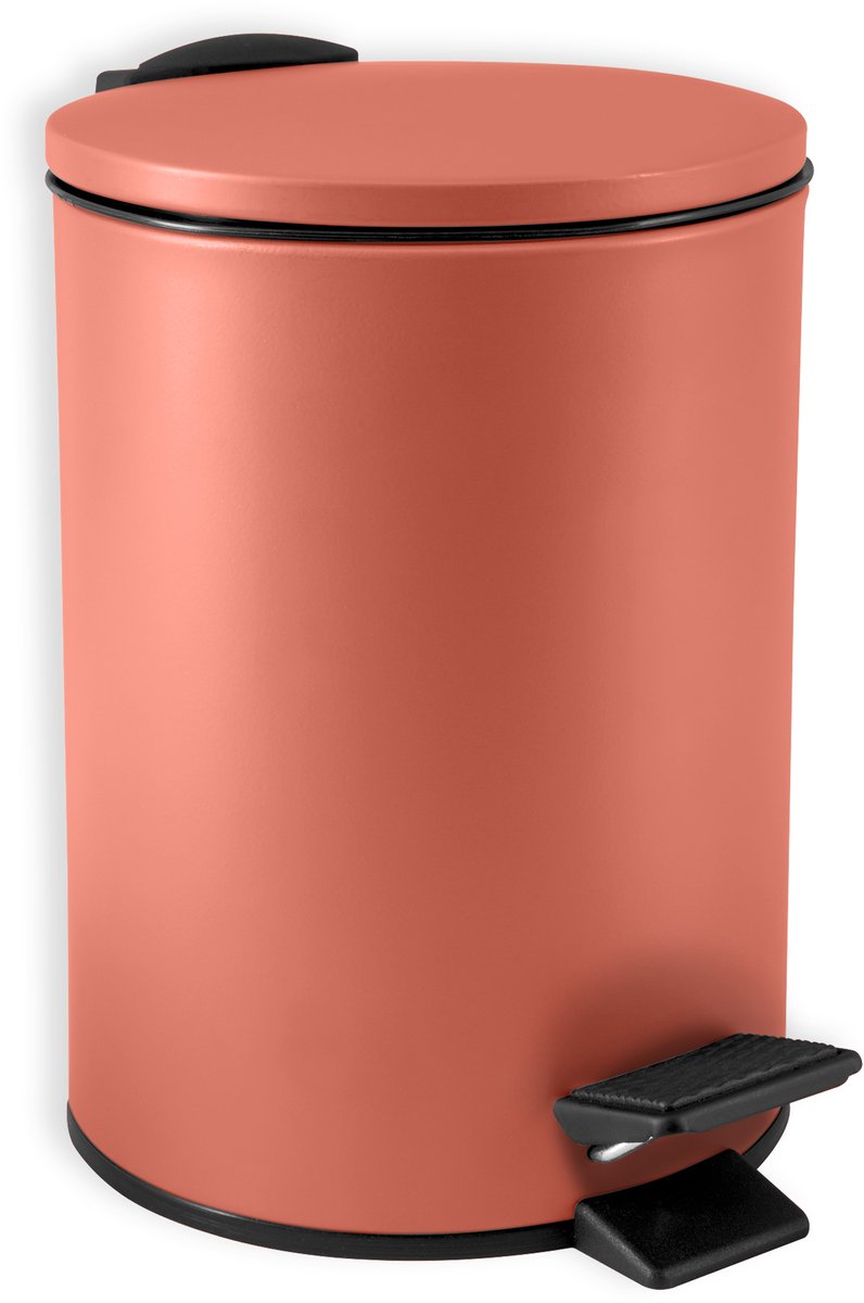 SPIRELLA Adelar Pedaalemmer 3L - Mat Terracotta Pedaalbak met Soft-Close - Uitneembare Binnenemmer - Stalen Design voor Badkamer en Toilet