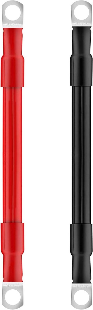 Batterijkabel 25 mm² 15 cm voor auto 12 V - koperen kabel M10 ringklemmen - vrachtwagen motorfiets zonne-energie - marineblauw rood zwart - 2 stuks