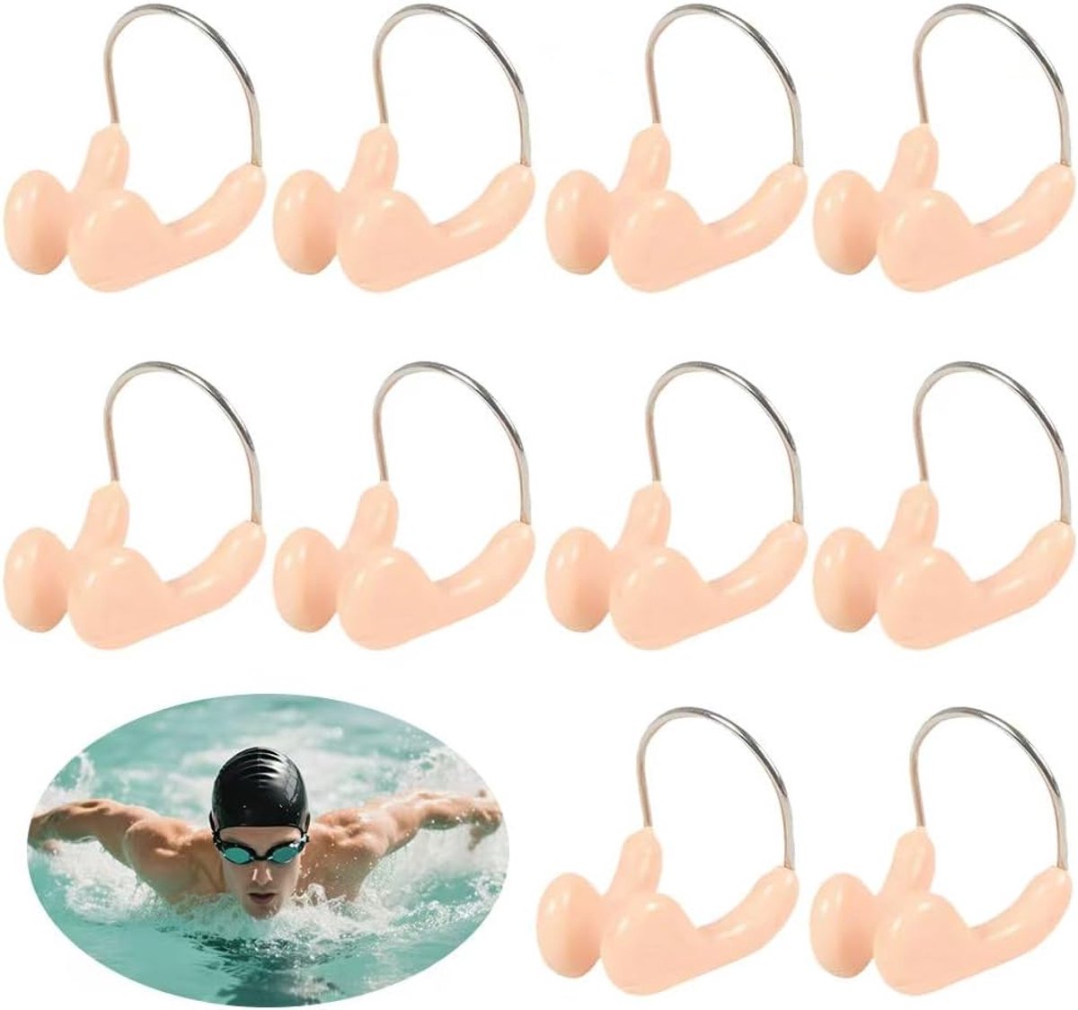 Pack of 6 Nose Clips Swimming Waterproof Adjustable Non-Slip Nose Clip for Children and Adults Suitable for Free Divers and Beginners