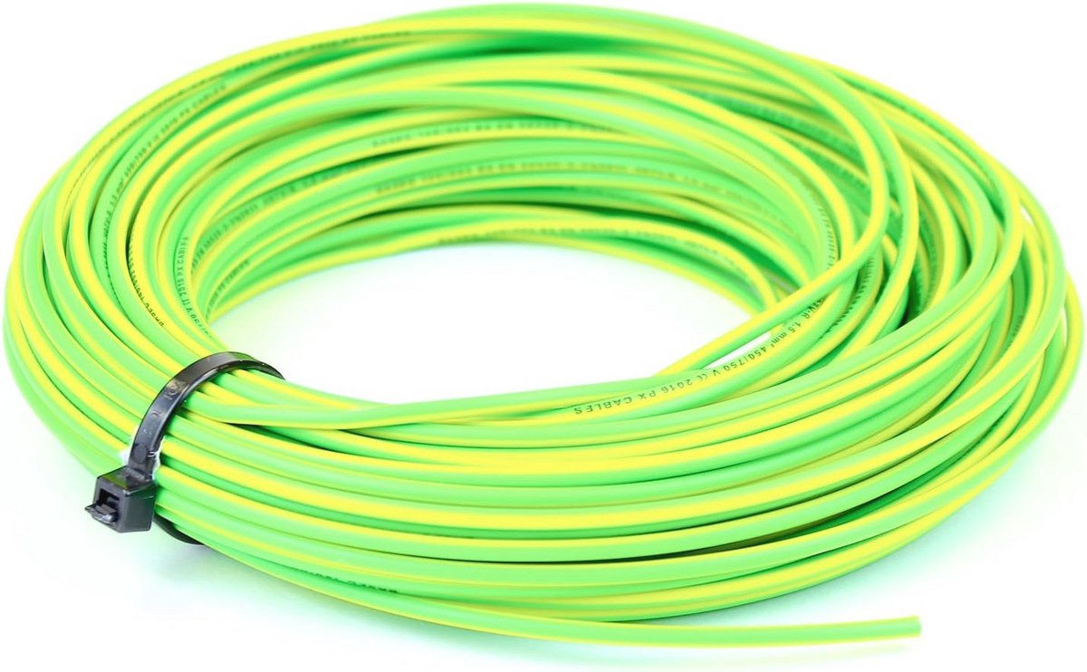 1,5 mm Enkele Kern Conduit Kabel - Blauw, Bruin, Geel/Groen - Diverse Lengtes Beschikbaar
