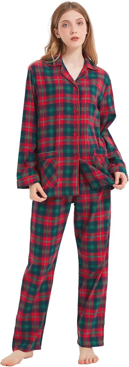 Comfortabele Flanellen Pyjamaset voor Koppels - Zachte Katoenen Pyjama's met Zakken