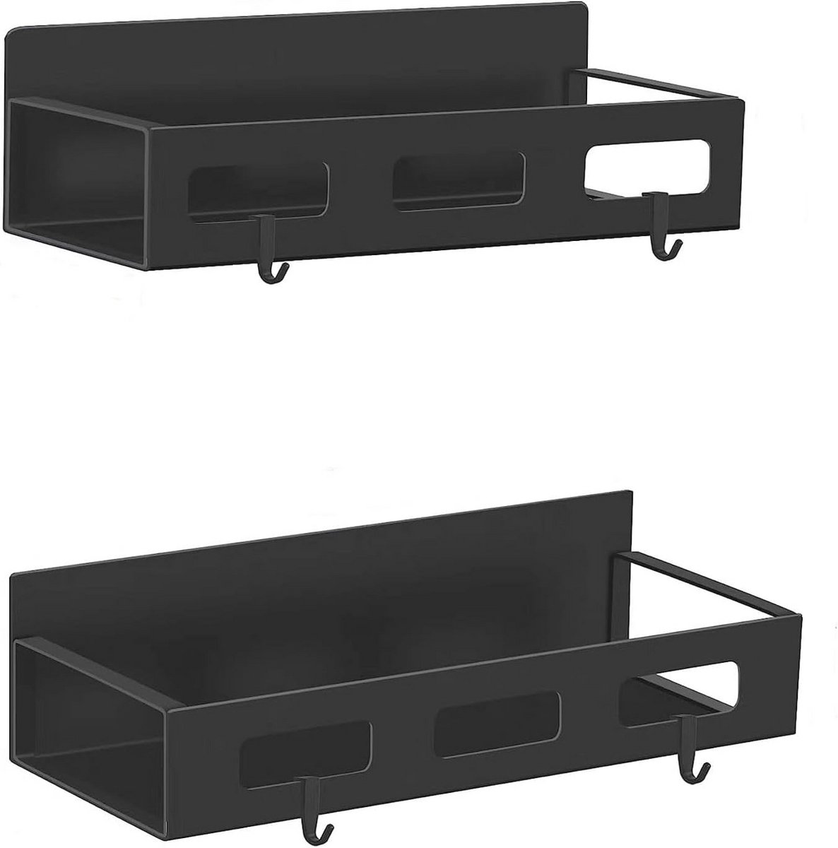 Set van 2 magnetische keukensrekken van roestvrij staal - Hangrek, kruidenrek en koelkastrek met 4 haken