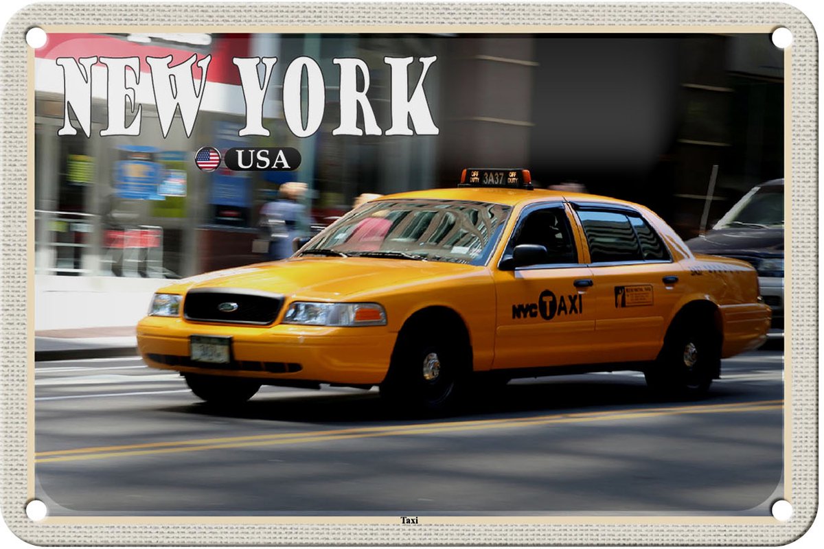 Blechschild Reise 18x12cm New York USA Taxi Straßen geschenk Schild
