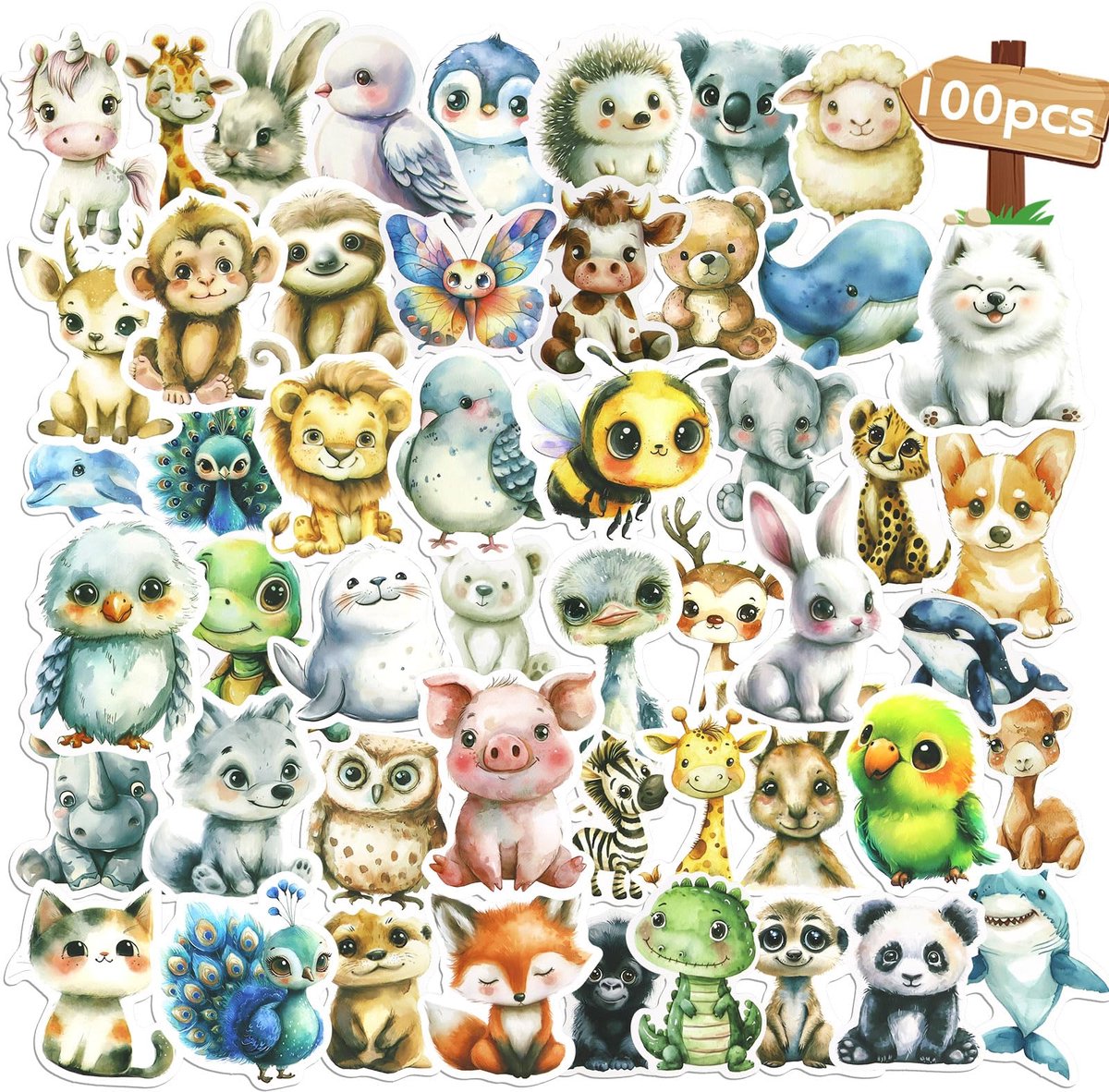 IMPERATORIS® 100 wonderlijke dierenstickers Scrapbook Stickers voor Bullet/Bujo/Junk Journal - Planner/Laptop/Telefoon/Agenda Sticker - Voor Volwassenen en Kinderen