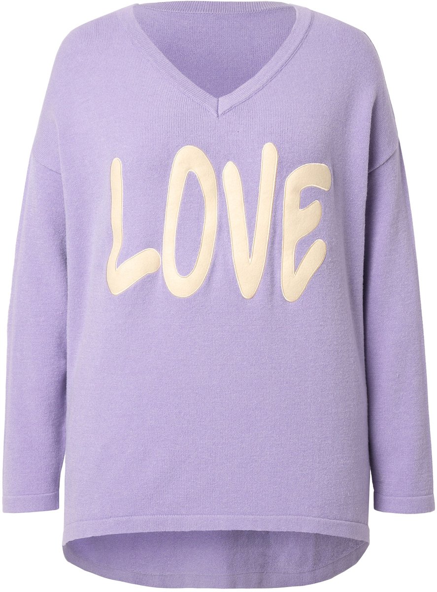 MIAMODA - Dames - Trui oversized LOVE - Lavendel - Maat 46+