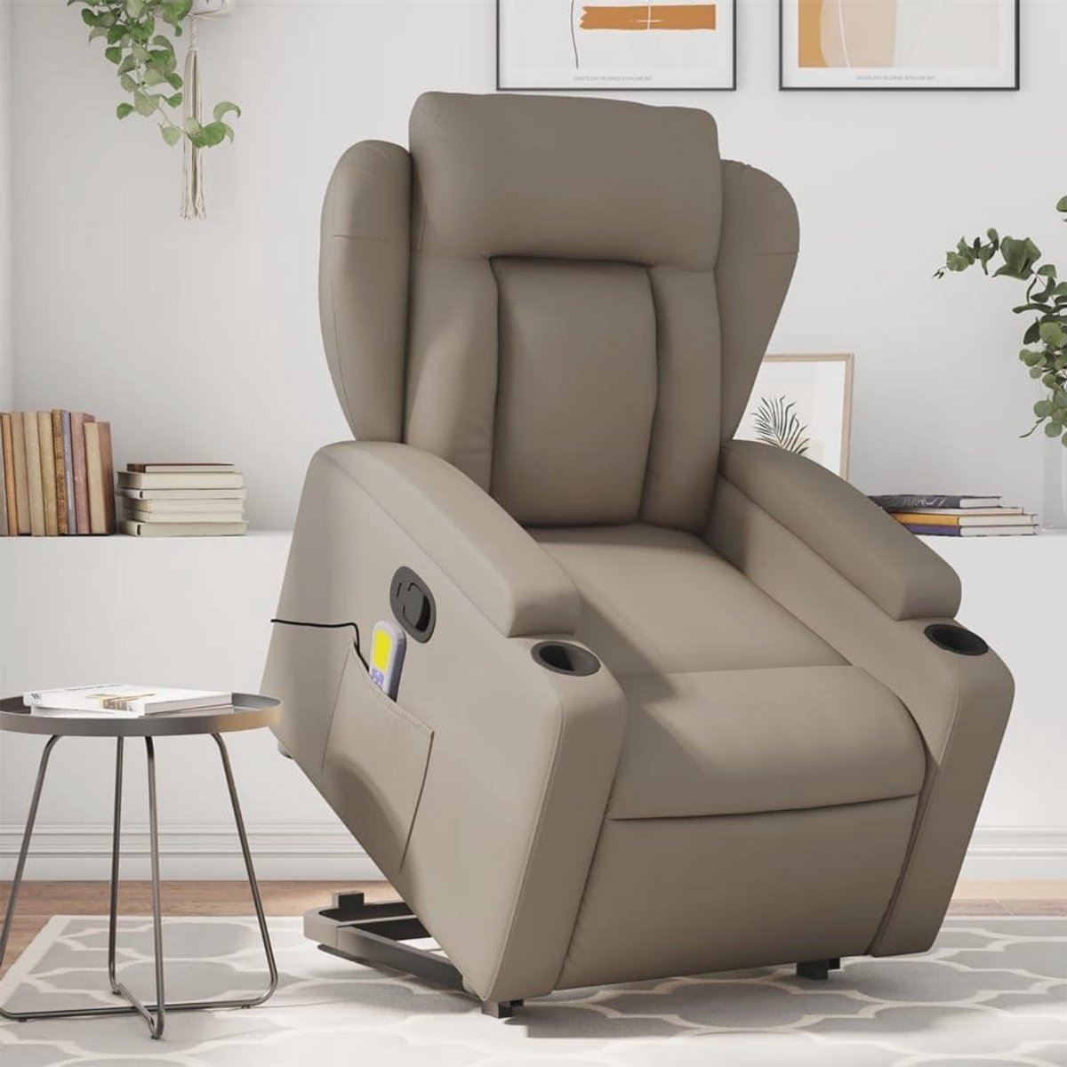 Massagefauteuil met Opstahulp en Ligfunctie voor Woonkamer - Comfortabele Relaxstoel met Trillingsfunctie