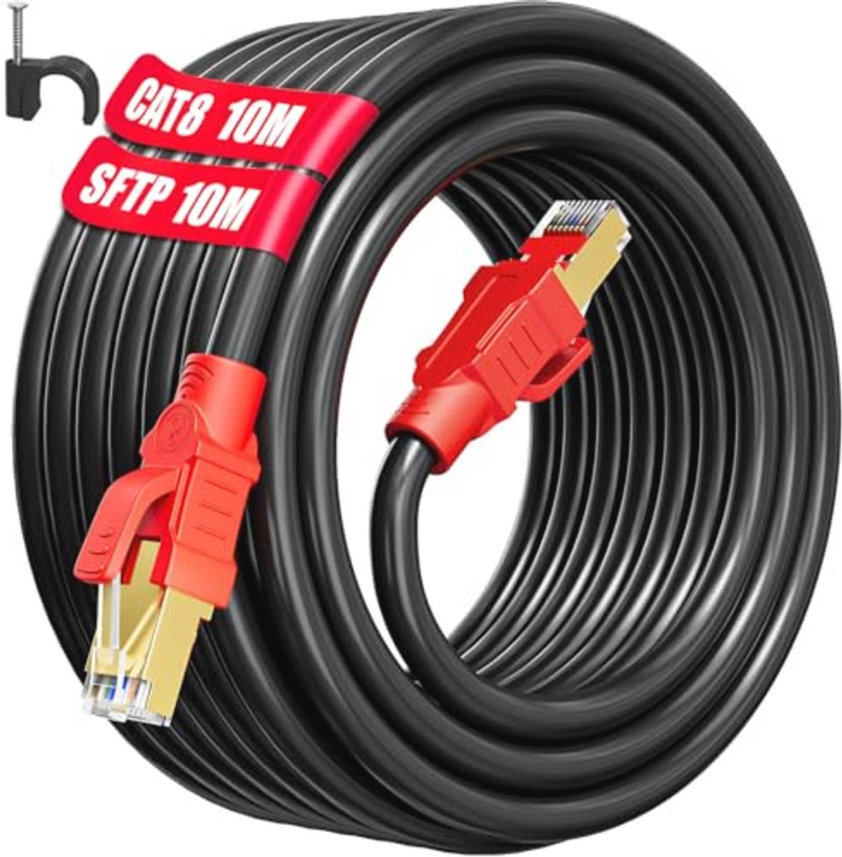 Ethernet Kabel 10m Cat 8 Hoge Snelheid Netwerkkabel voor Binnen en Buiten