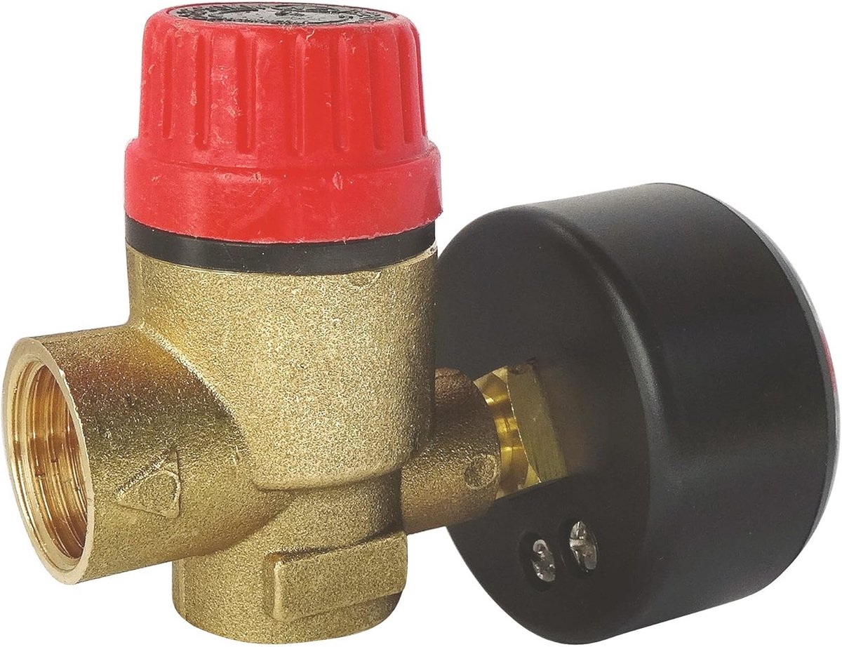 Ventielblok voor verwarming gesloten circuit, manometer tot 4 bar, 1/2 inch aansluiting, tot 45000 Kcal/h, verticale installatie