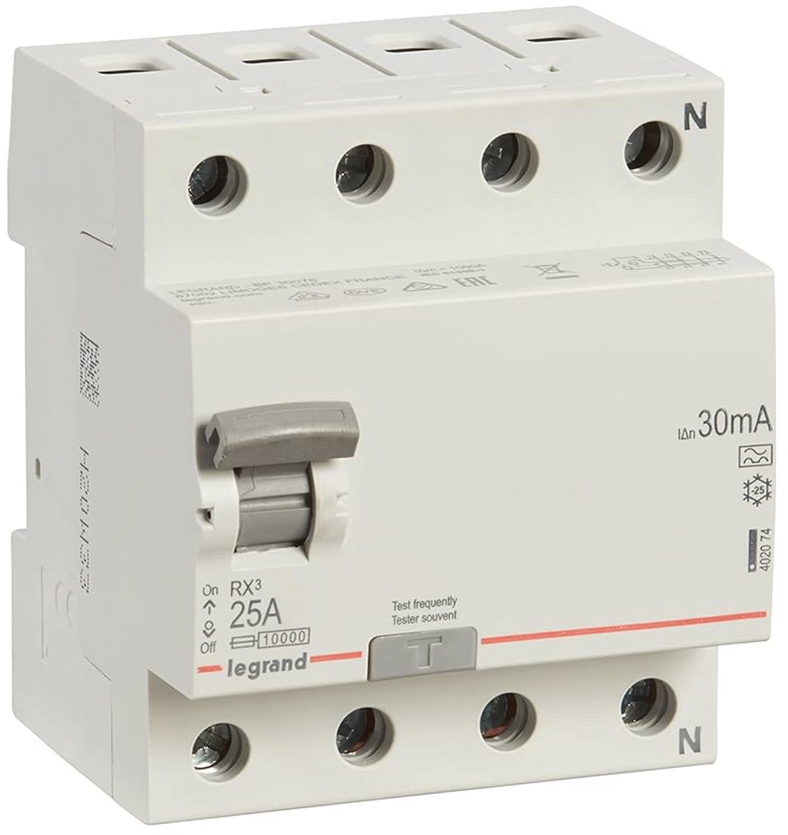Aardlekschakelaar type A 25A 30mA 4-polig - Stroomonderbreker 400VAC