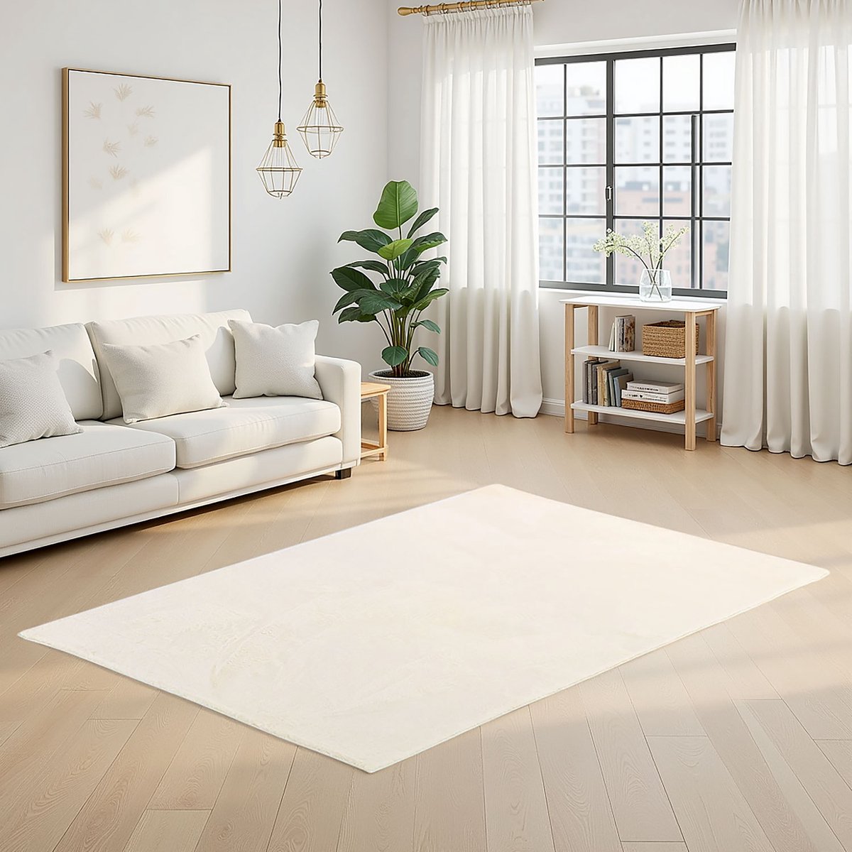 Homestyle4u Tapijt - 120x180 cm - Vloerbedekking - Wasbaar - Antislip - Zacht - Beige