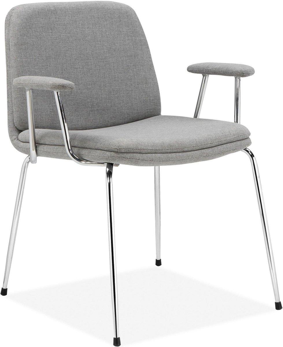 Notio Living Heine-Eetstoel - Set van 2 - Zwart Stof Grijs