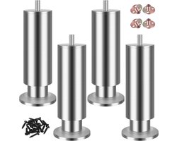 Verstelbare meubelpoten van roestvrij staal - Ronde metalen poten voor tafel, bed en kast (30 cm)