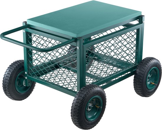 Tuinkar met Wielen en Verstelbare Zitting, metalen Zitting met Wielen, Ondersteunt Tot 180 Kg. Duurzame Tuinscooter voor Buitengebruik op Gazon, Terras Of In De Achtertuin. van Merkloos	 — afbeelding 2