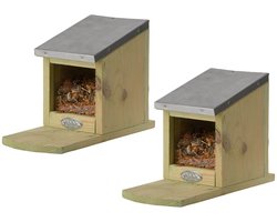 Best of Birds Eekhoorn Voederhuis - 2x - hout - 23 x 12 x 17 cm - eekhoorns voederen