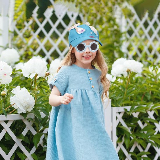 Zomer Hoed en Zonnebril Set voor Meisjes - Zeemeermin Design - 52-56 cm - Ocean Blauw van Merkloos — afbeelding 5