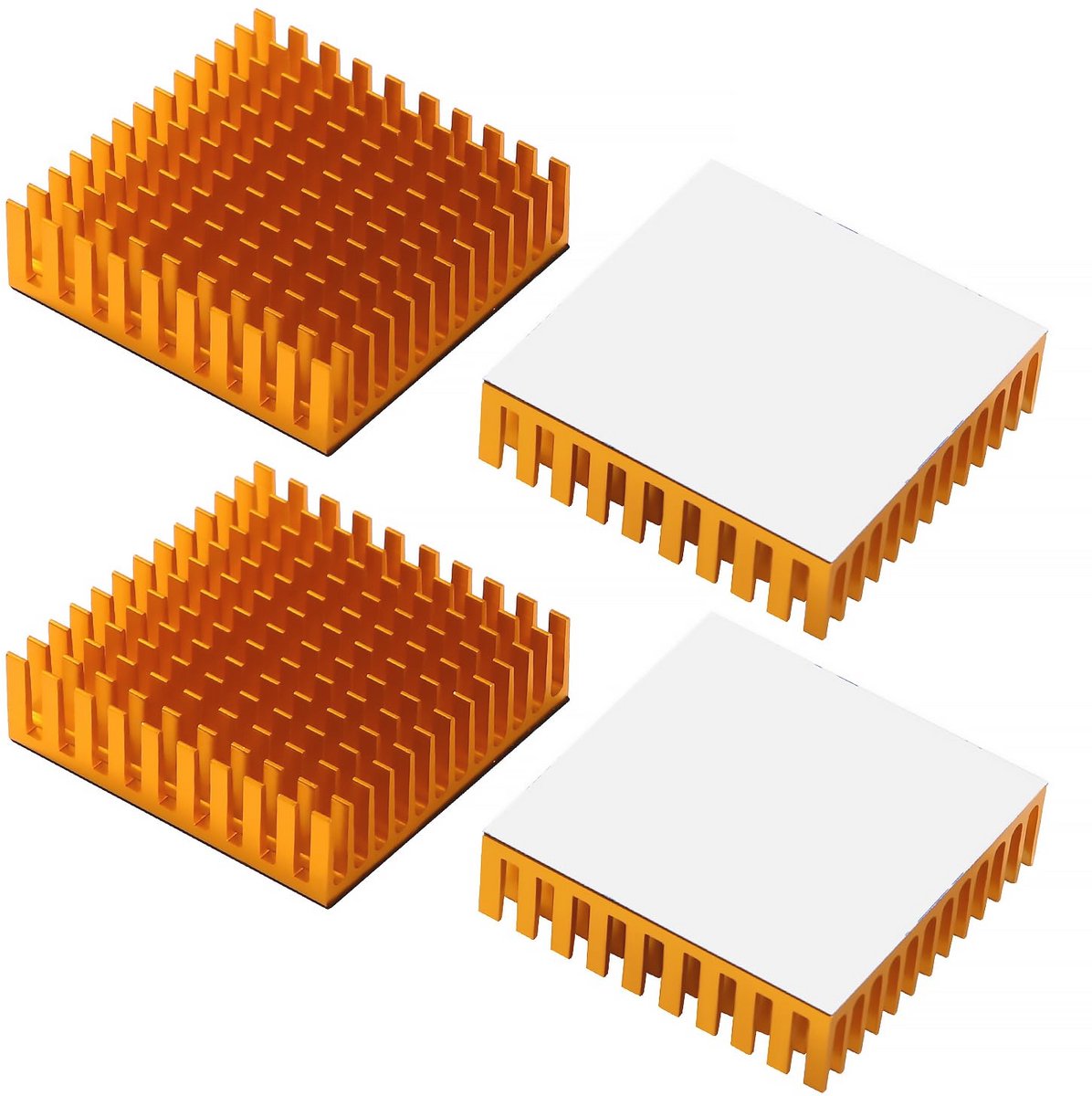 Aluminium Koellichaam Koelvin - Set van 4 - 40x40x11 mm - Thermisch Geleidende Plakband voor Elektronische Componenten