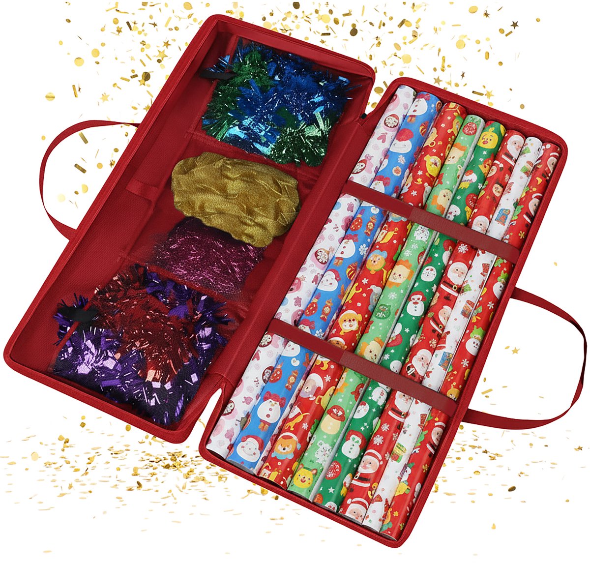 Cadeaupapier opberger - met 3 netjes - wit