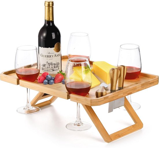 Vouwpicknicktafel in buitenhout met glazen houder van wijn 2 in 1 draagbare picknicktafel buiten wijn/vouw wijntafel, draagbare eettafel Vouwpicknicktafel in buitenhout met glazen houder van wijn 2 in 1 draagbare picknicktafel buiten wijn/vouw wijntafel, draagbare eettafel