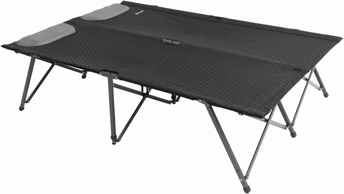 Opklapbed voor twee personen, zwart - Ideaal voor camping en buitengebruik