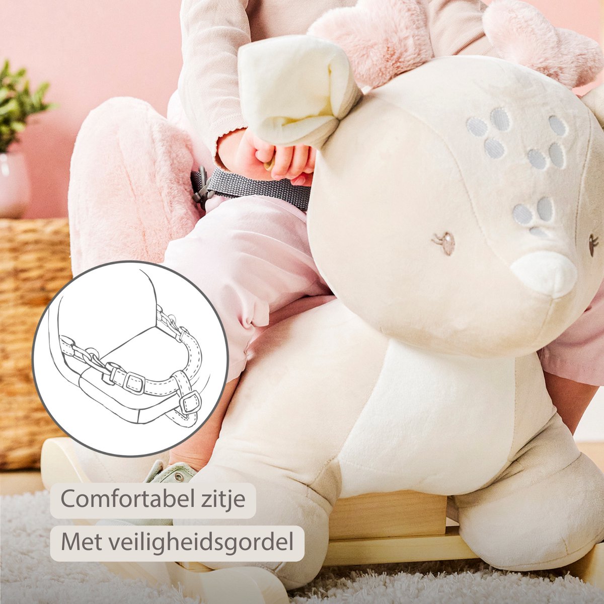 Nattou FanFan Hobbelpaard hertje - 59 cm - Schommelpaard - Baby Speelgoed - Beige — afbeelding 5