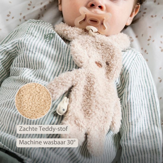 Nattou TEDDY Baby Fopspeenhouder - 26 cm - Konijn doudou als speenhouder - Baby Cadeau - Beige van Nattou — afbeelding 2