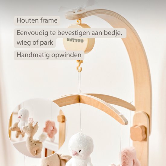 Nattou FanFan Muziekmobiel Baby - Houten Boxmobiel - Baby Cadeau van Nattou — afbeelding 5