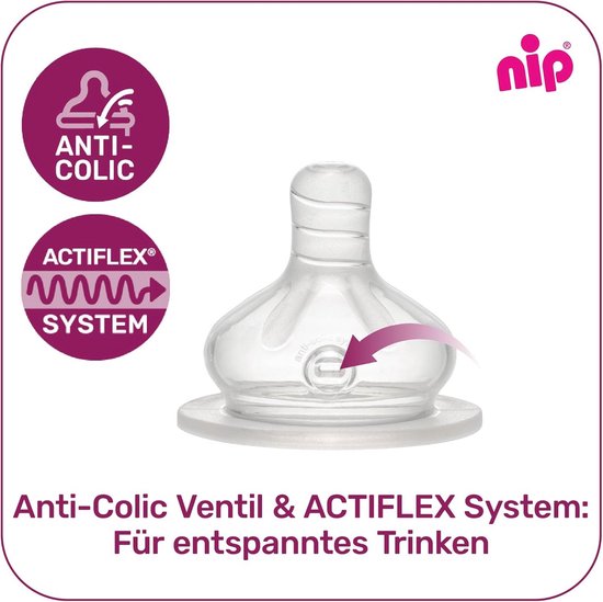 Brede hals baby drinkfles met anti-koliek en Actiflex systeem - BPA-vrij, glas, 240 ml — afbeelding 4