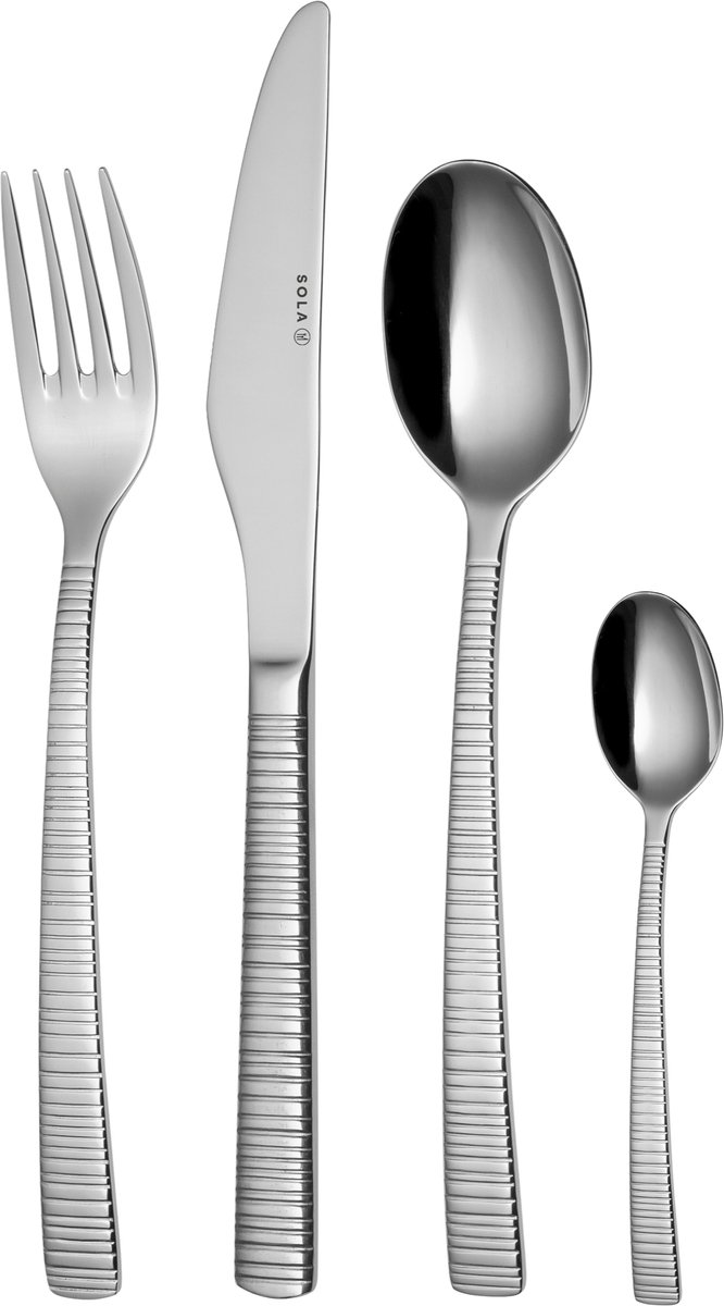Sola - Bestekset - Bali - Modern - 6 persoons - 24 delig - Zilverwit Edelstaal 18/10 - RVS