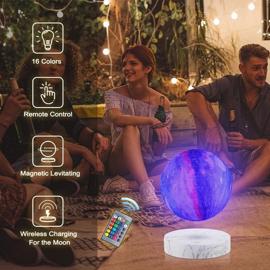 Zwevende maanlamp met 16 kleuren - Uniek nachtlampje voor thuis en kantoor van Vistefly — afbeelding 2