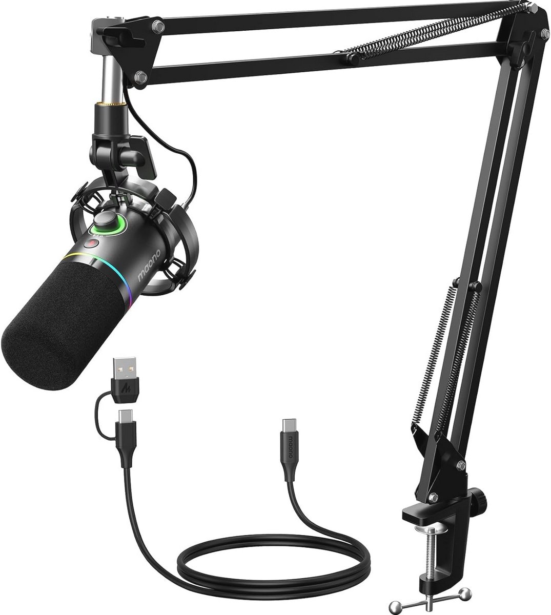Dynamische USB Microfoonset voor Podcasting en Gaming - Kristalhelder Geluid met Boom Arm en Software
