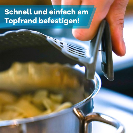 Klikzeef van siliconen, pastaszeef-opzetstuk om op te steken voor pan